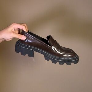 CHARLES & KEITH Chocolate Faux Leather Loafers